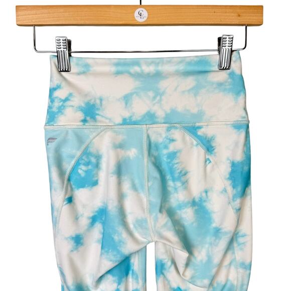 Fabletics Define PowerHold Sky Blue Tie Dye High Waist Capri Workout Leggings - Picture 5 of 8